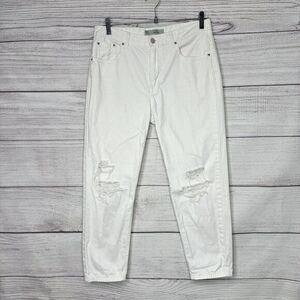 TOPSHOP MOTO HAYDEN 100% COTTON DISTRESSED WHITE ANKLE JEANS‎ WOMEN'S SIZE 28